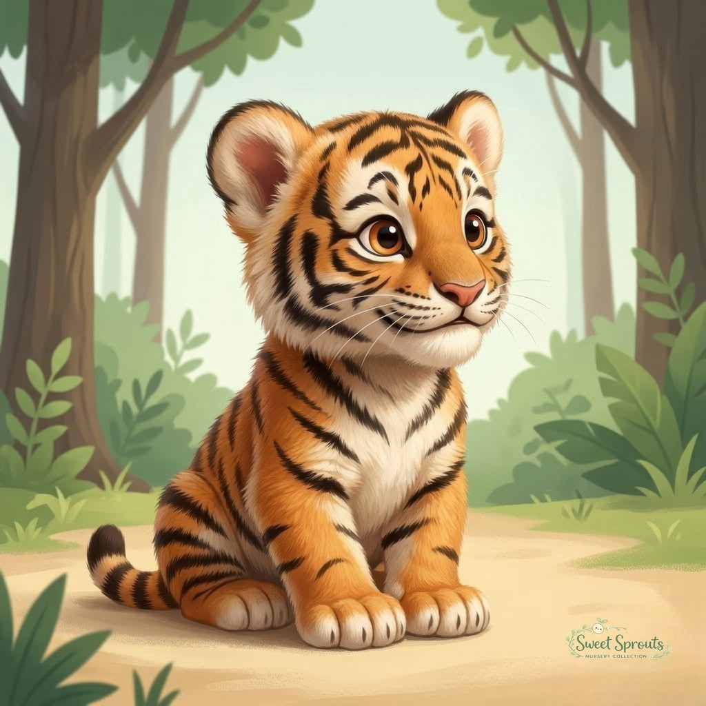 Nursery Wall Art | Animal Nursery Print- Tiger Cub | Whimsical Kids Room Decor
