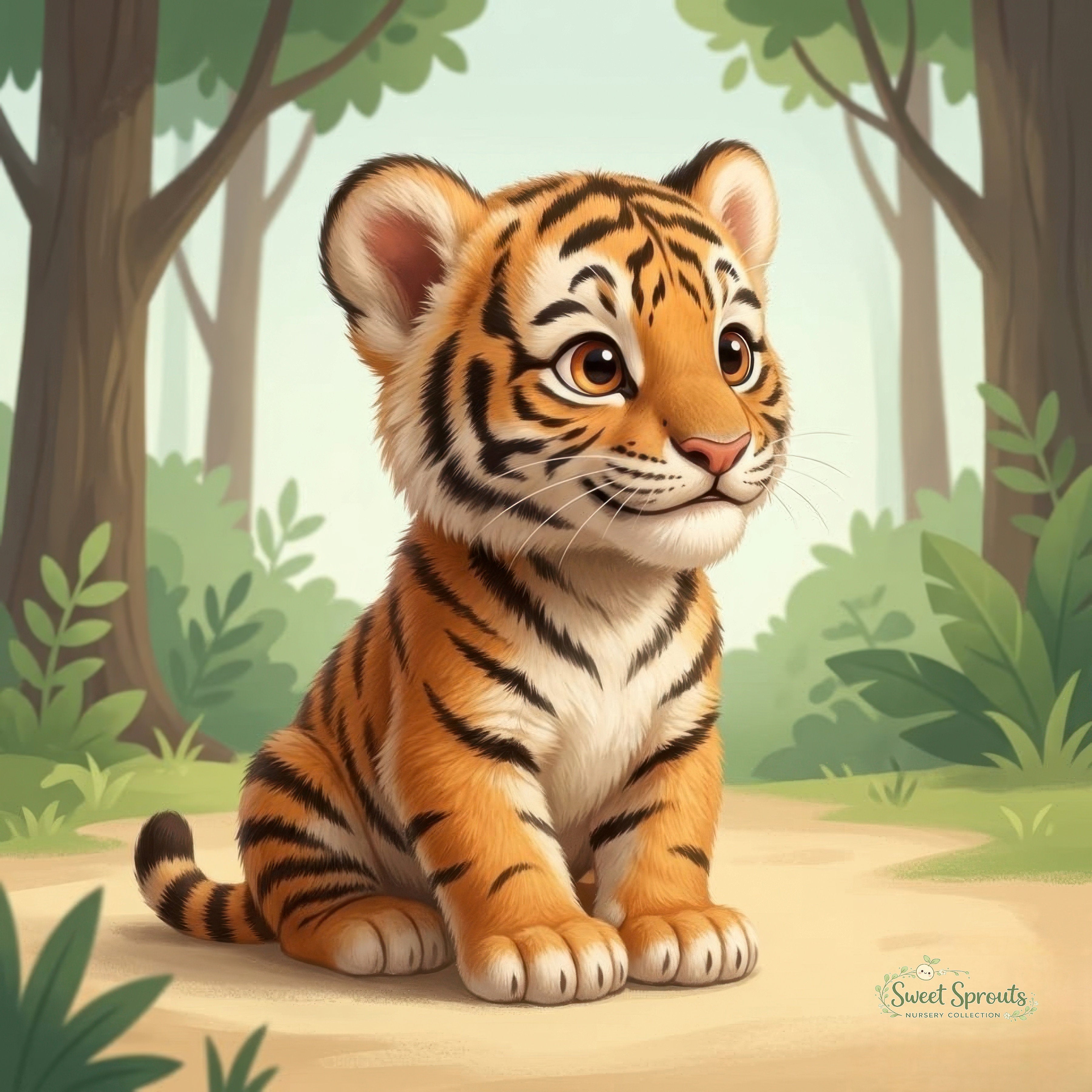 Nursery Wall Art | Animal Nursery Print- Tiger Cub | Whimsical Kids Room Decor