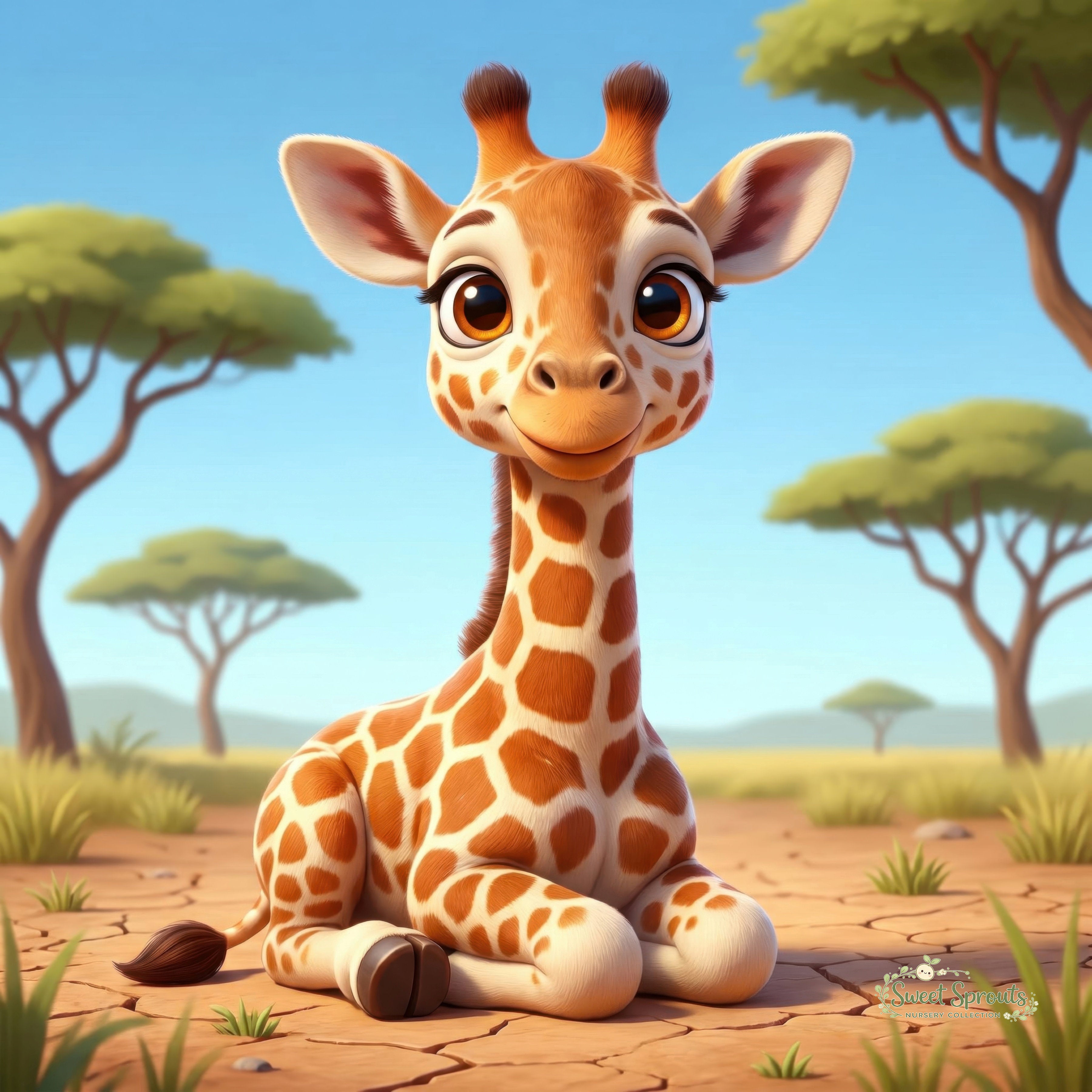 Nursery Wall Art | Animal Nursery Print- Baby Giraffe | Whimsical Kids Room Decor