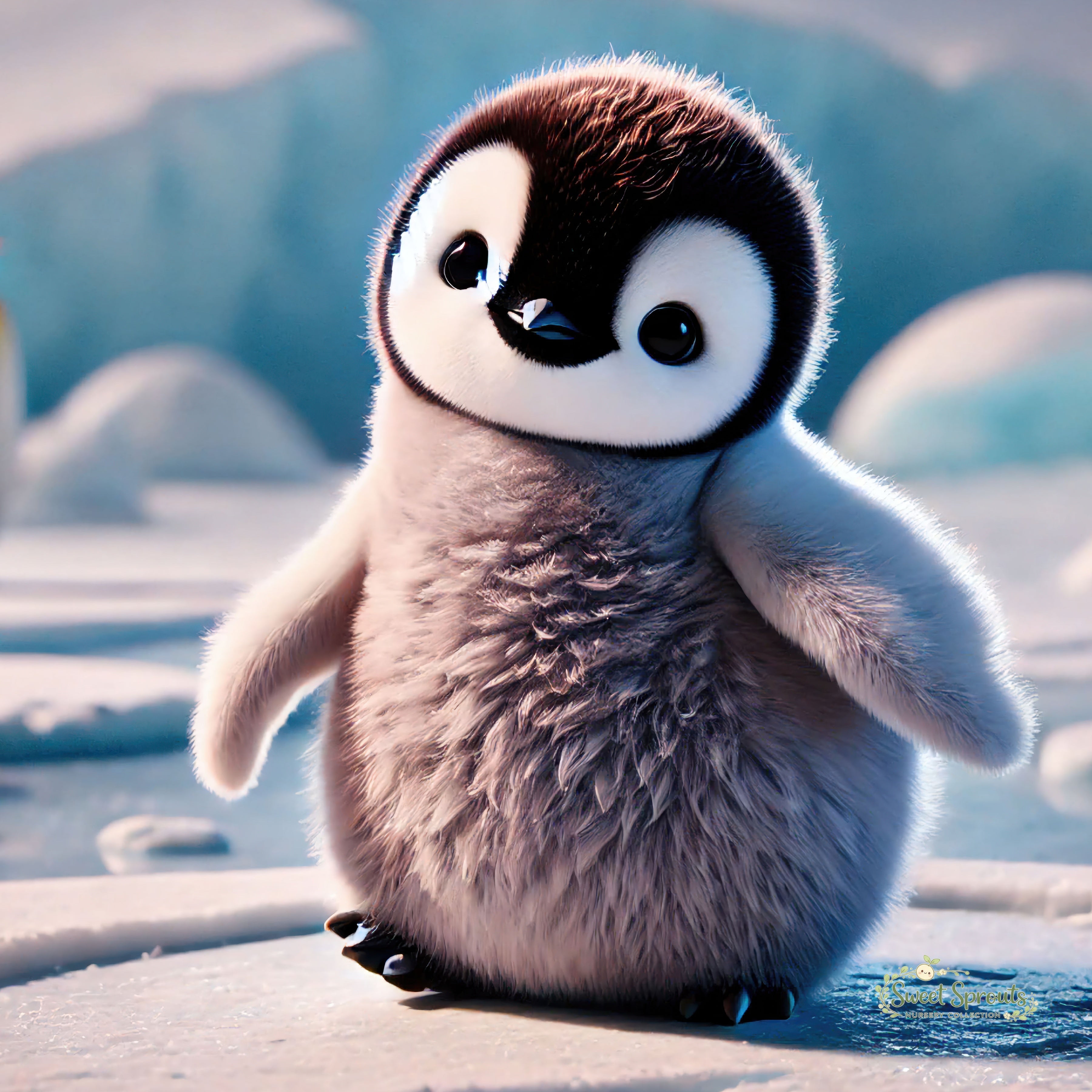 Nursery Wall Art | Animal Nursery Print- Emperor Penguin Chick | Whimsical Kids Room Decor