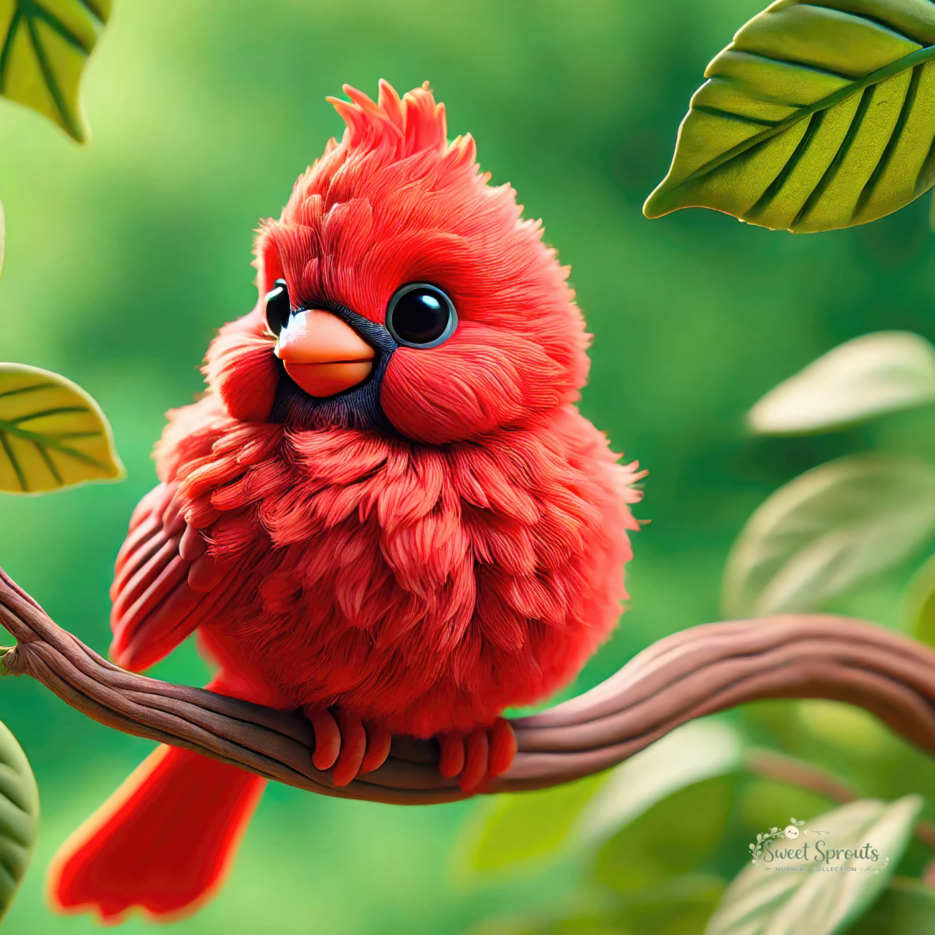 Nursery Wall Art | Animal Nursery Print- Cardinal Chick | Whimsical Kids Room Decor