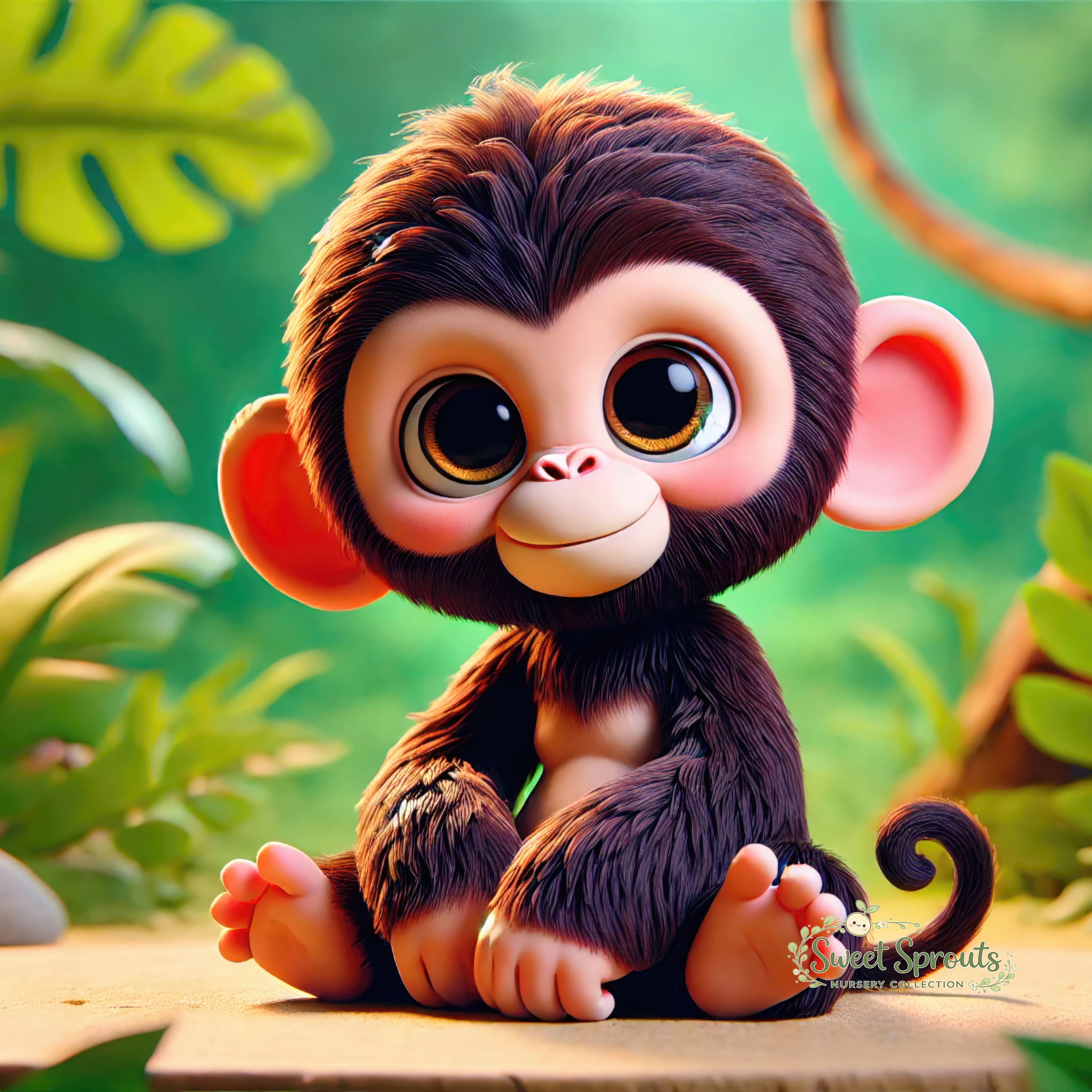 Nursery Wall Art | Animal Nursery Print- Baby Chimpanzee | Whimsical Kids Room Decor