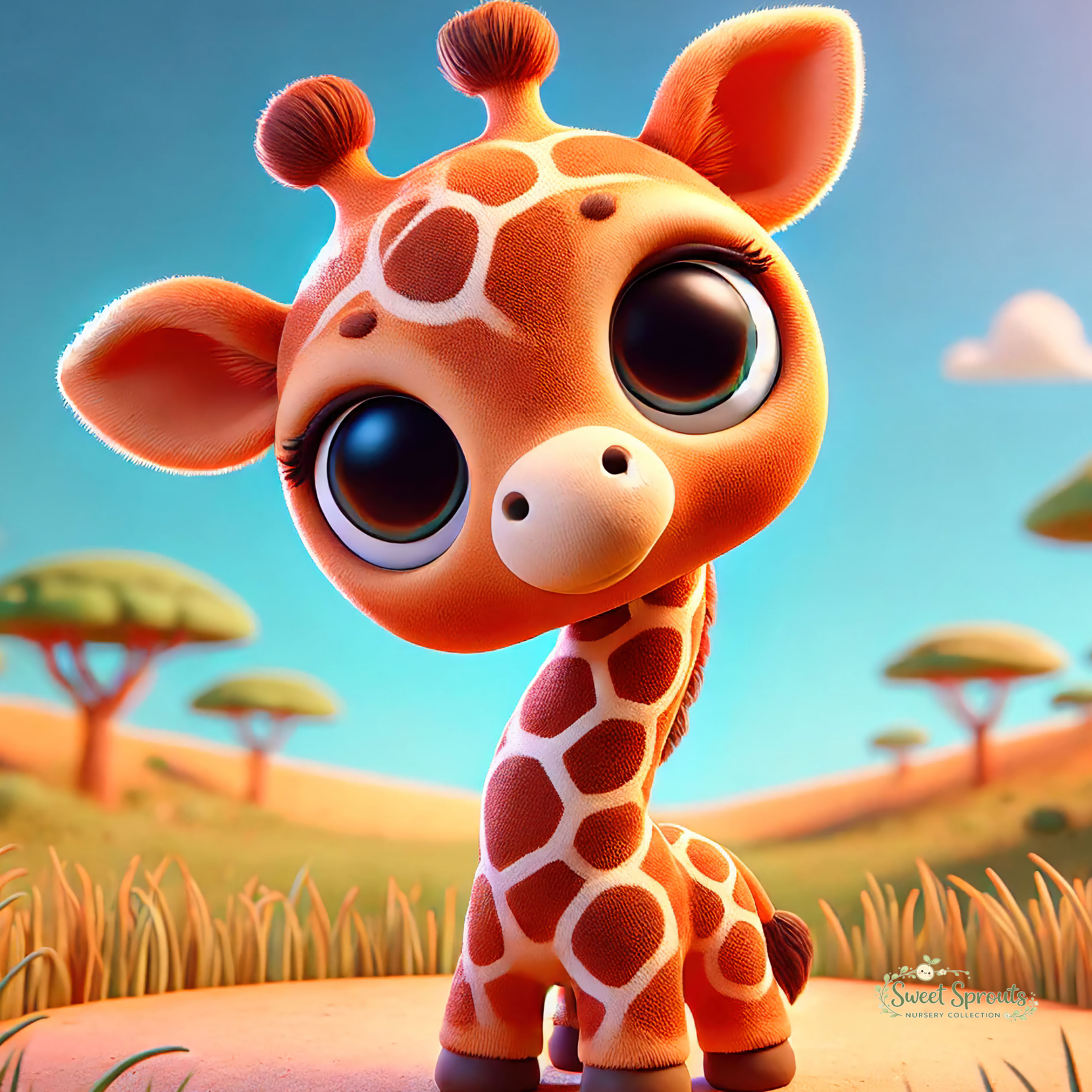 Nursery Wall Art | Animal Nursery Print- Baby Giraffe | Whimsical Kids Room Decor