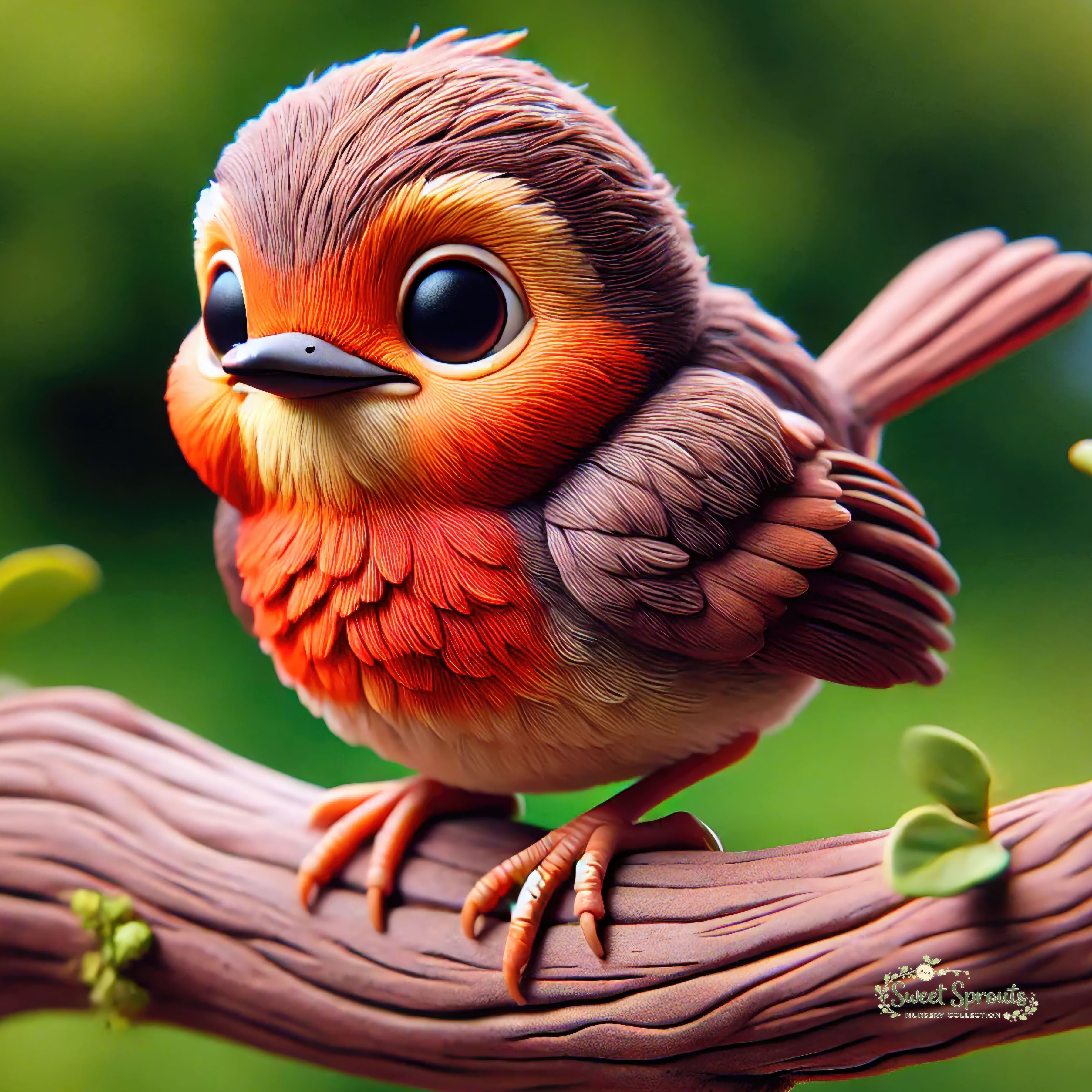 Nursery Wall Art | Animal Nursery Print- Robin Chick | Whimsical Kids Room Decor