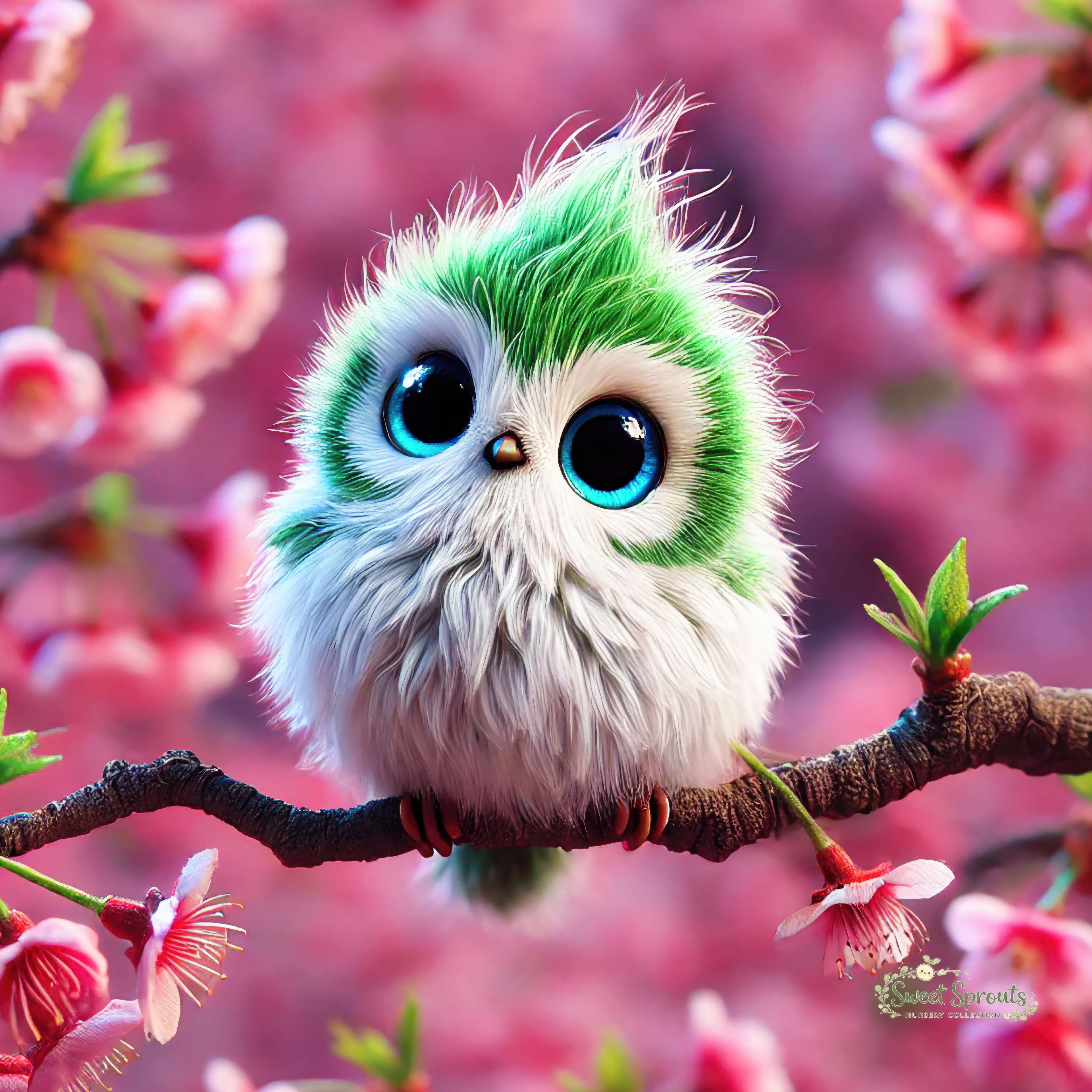Nursery Wall Art | Animal Nursery Print- Green Parakeet Chick | Whimsical Kids Room Decor