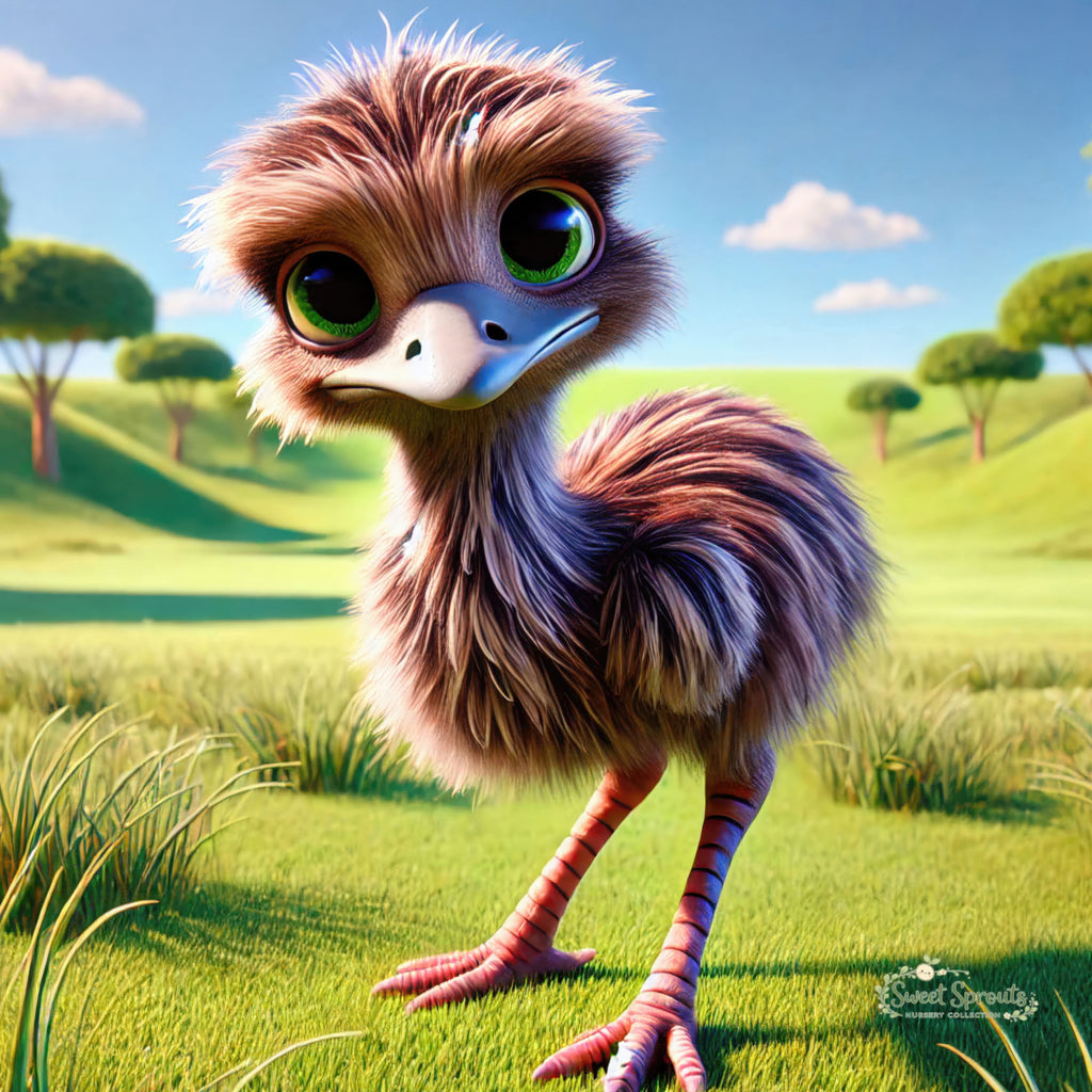 Nursery Wall Art | Animal Nursery Print- Emu Chick | Whimsical Kids Room Decor
